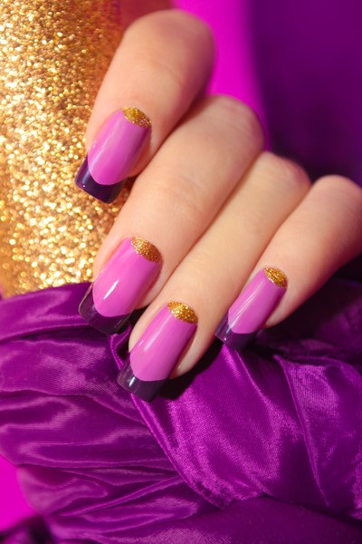 lilac-french-manicure-with-golden-sequins